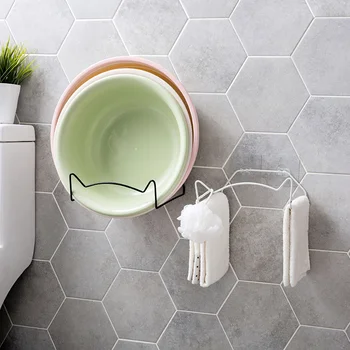 

Washbasin Rack no need Punching Washroom Wall Hanging Washbasin Rack Bathroom Strong Hook Kitchen Sticking Hook washroom rack