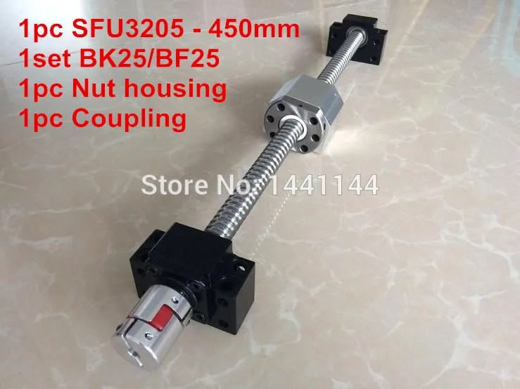 

SFU3205- 450mm ball screw with ball nut + BK25/ BF25 Support +3205 Nut housing + 20*14mm Coupling