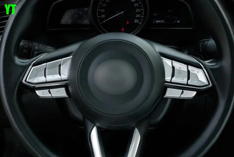 Cobertura do Volante Roda de Direção Guarnição para Mazda Automático Decoração Chrome Acessórios Automóveis 3 2020 Abs 10 Cheap Molduras interiores