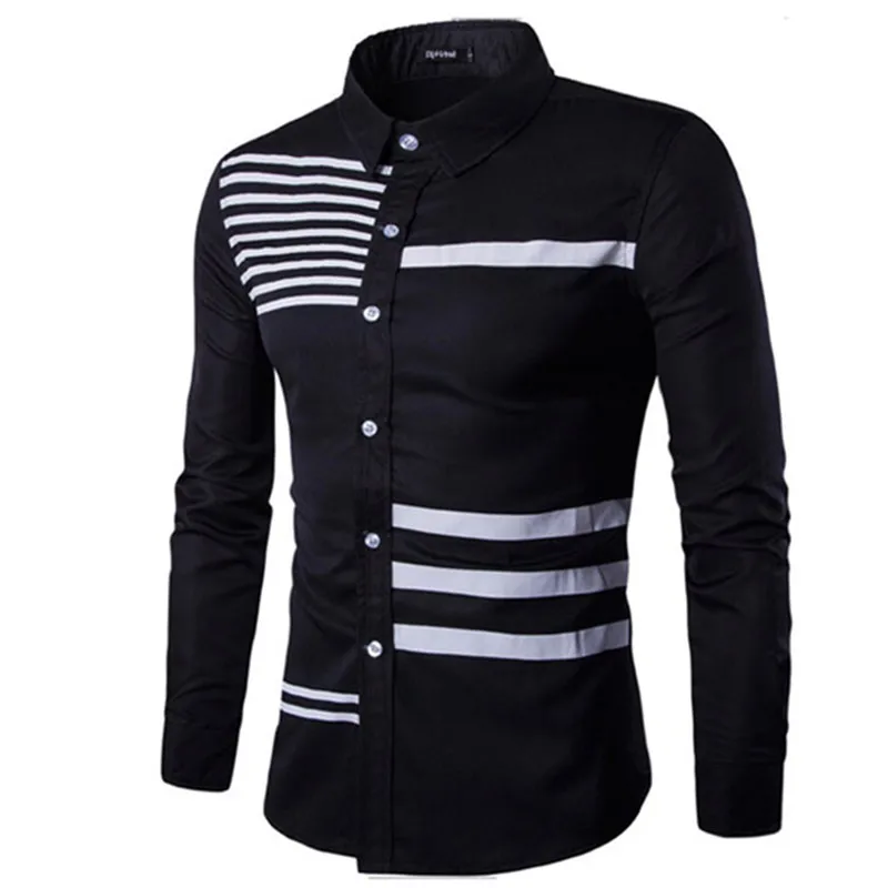 High Quality Man Shirts Long Sleeve Casual Shirts Men's Clothing Strip
