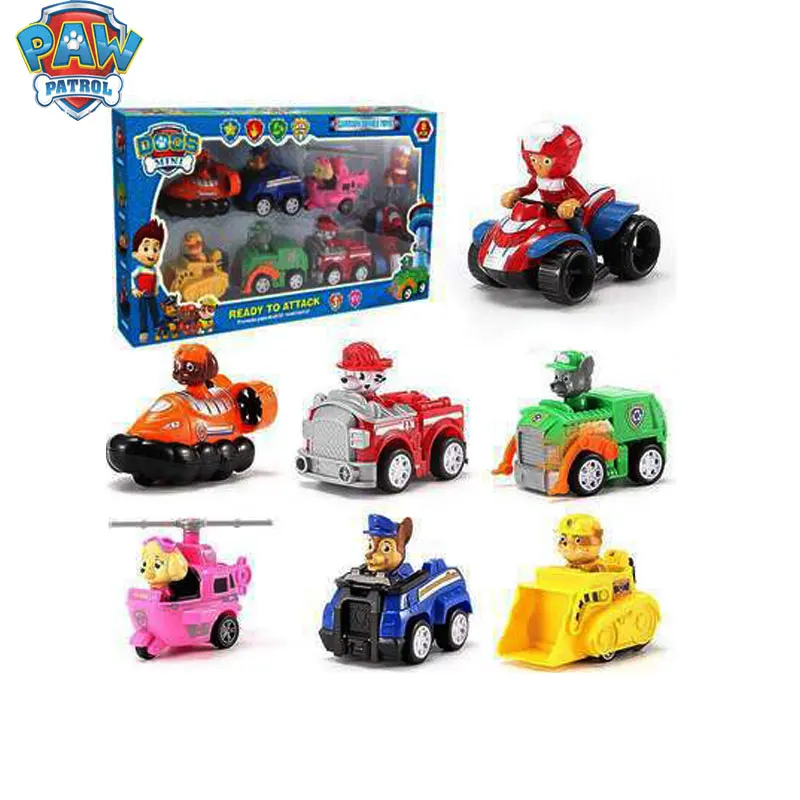 Tanie Psi PATROL diecast pojazdy zabawkowe samochodu zestaw modeli chłopiec dziecko samochód z napędem pull back pełny zestaw samochód bezwładnościowy zabawka dla dzieci prezent niespodzianka