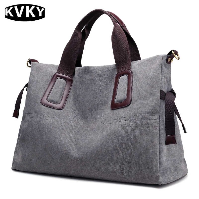 Goedkoop KVKY Merk Retro vrouwen Handtassen Casual Canvas Tassen Voor Vrouwen 2018 Grote Capaciteit Schoudertas Vrouwelijke Vrouwen Handtas bolsa Sac