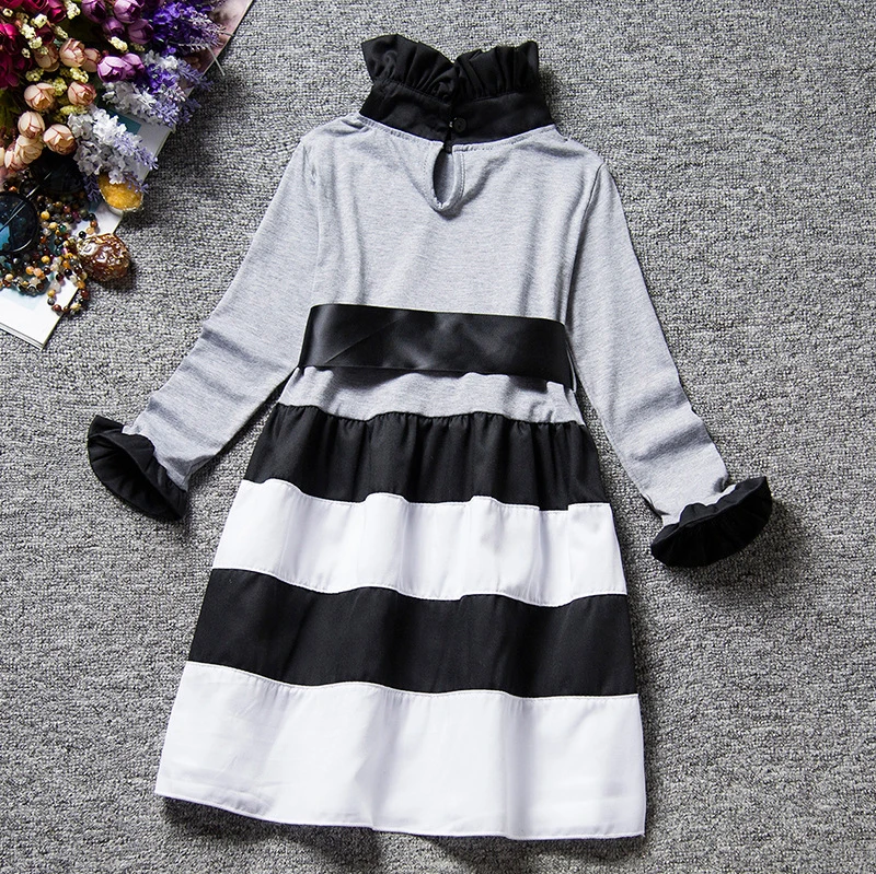 2018 Autumn Baby Girls Dress Long Sleeve Striped Children Winter Dress Girls School Daily Wear Kids Toddler Autumn Clothing  (4)