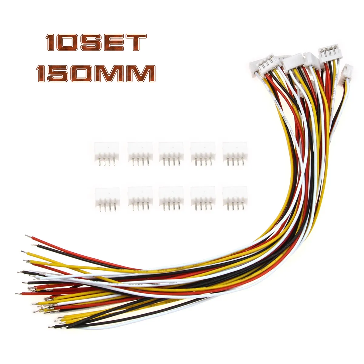 

10 Sets XH-2.54 JST 4 Pin Electronic Line Single Connect Terminal Plug 28AWG Pin Connectors With150mm Wire Cable Connector