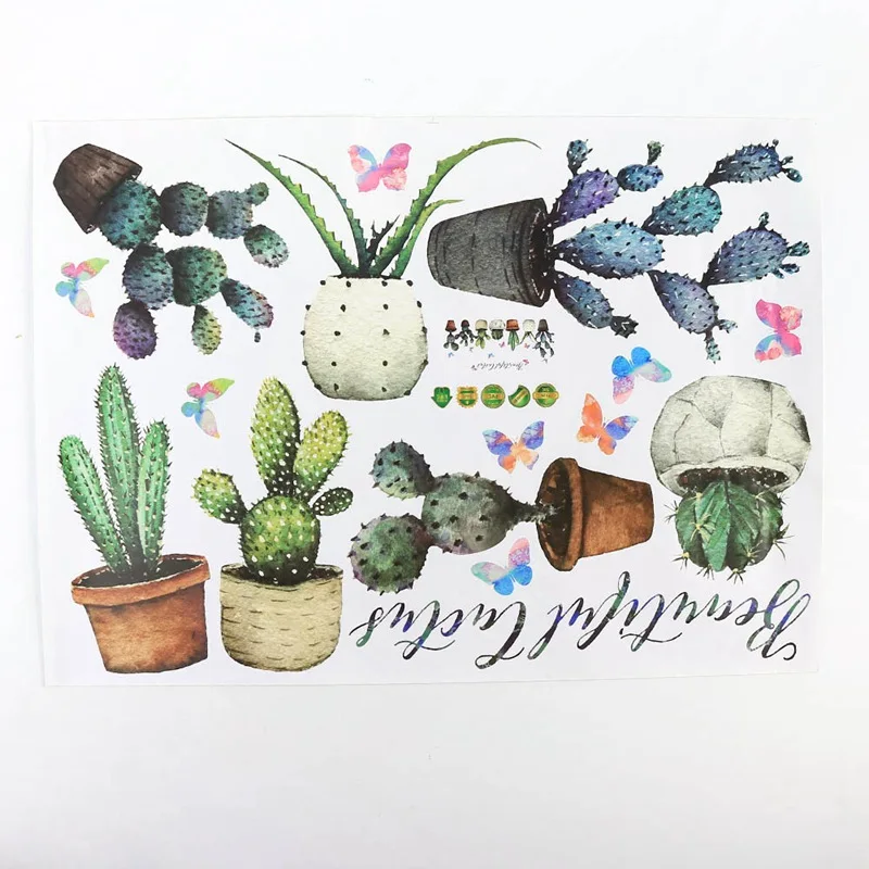 

Potted Cactus Decorative Removable Wall Sticker Decal Family Mural Art DIY Dog Wall Stickers Home Decor Living Room Accessories