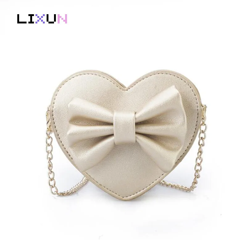 

Lolita Girl Handbags Kid Shoulder Bags Children Wallet Coin Purse Kawaii Heart Bow Candy Color Leather Baby Small Crossbody Bag