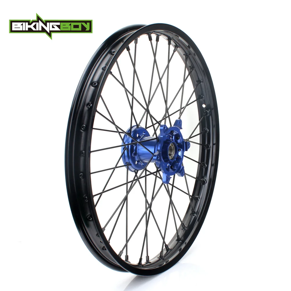 BIKINGBOY 21" x 1.6 MX Front Wheel Black Rim Blue Hub 36 Spokes For