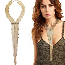 2016 Nueva Plata Caliente de la Borla Collar de Cadena de Oro Colgante Collar de la Declaración Mujeres Maxi Boho Gargantilla Decorativo Joyería Collier Femme