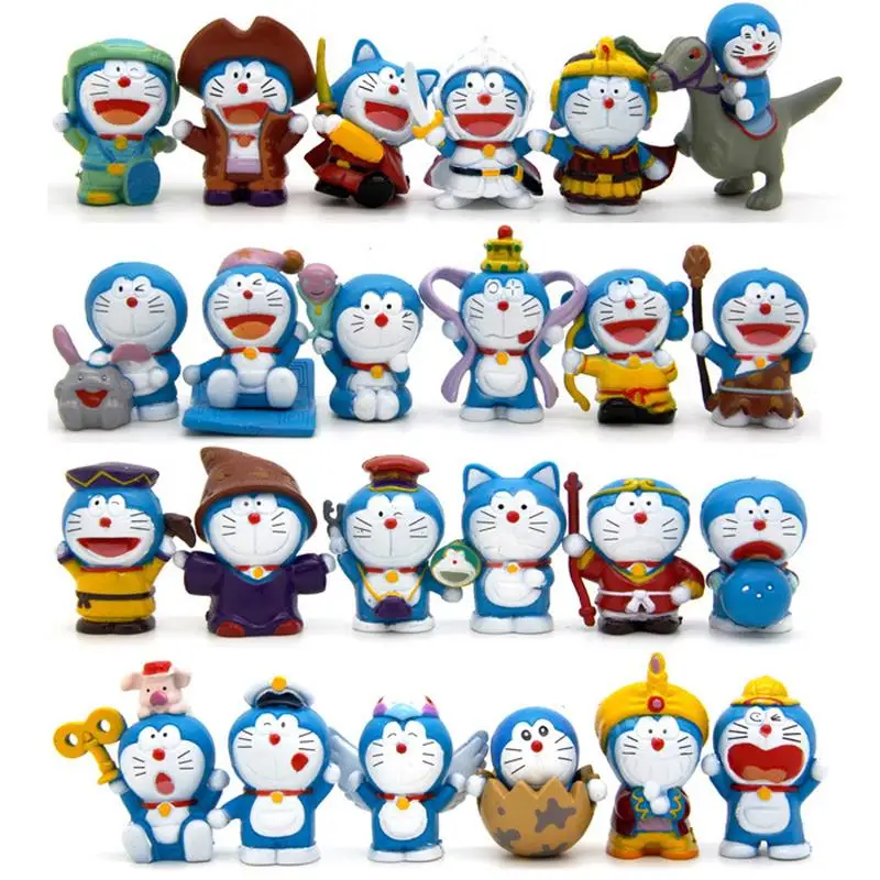 24pcs lot Cartoon Doraemon  Cute Figures Toys Full Set 