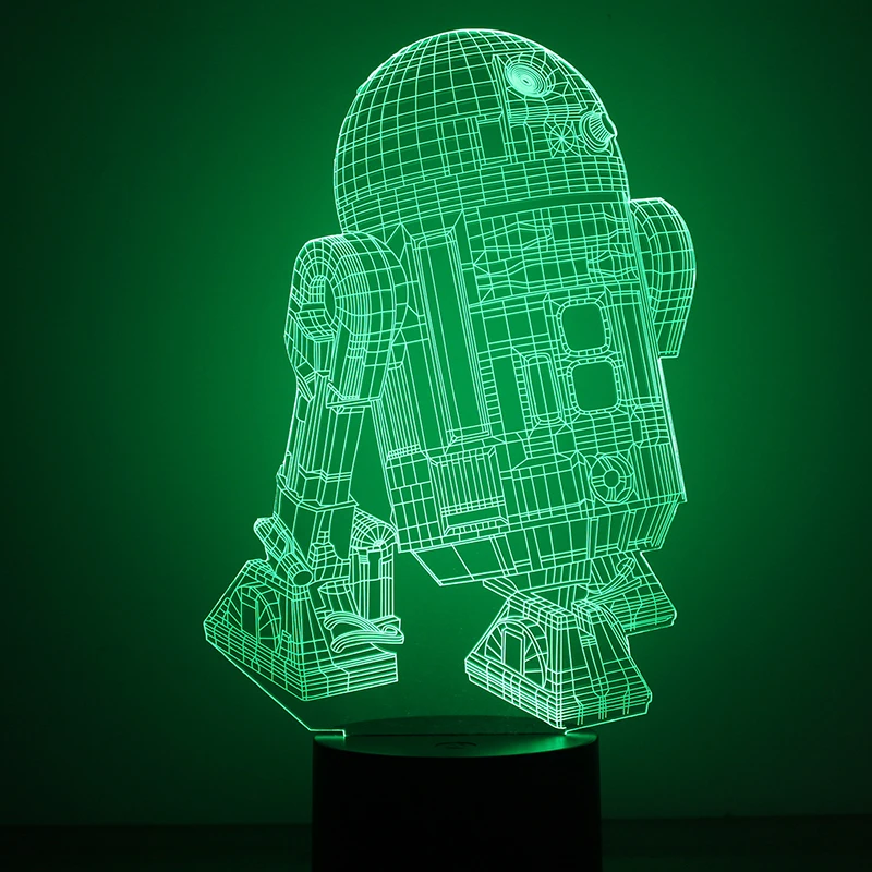 Творческий USB светодиодный Звездные войны Робот r2d2-b Ночная 3D Визуальный атмосфера огни для сна Lampara Декор настольная лампа светильник