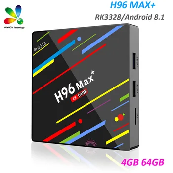

10PCS RK3328 TV Box Android 8.1 H96 MAX+ 4GB 64GB 4K set top box USB3.0 2.4G/5G Dual WIFI Media player H96 Max Plus