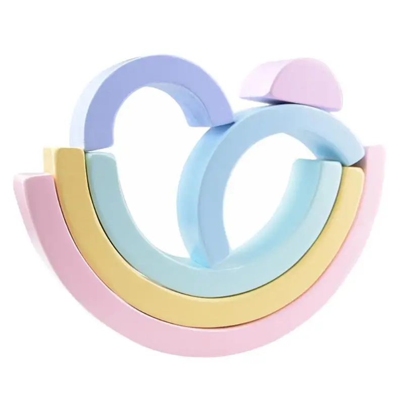 

Wooden Semi-Circular Makaron Rainbow Building Blocks Overlapping Toys