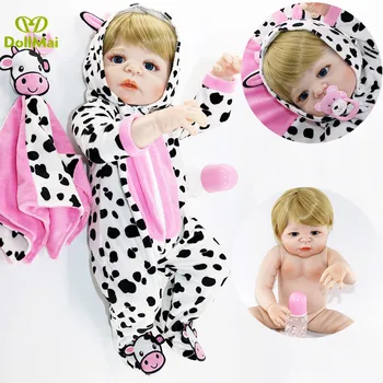 

DollMai Reborn blond girl doll 23"57cm full silicone reborn baby dolls toys bebe real reborn bonecas rebirth doll gift
