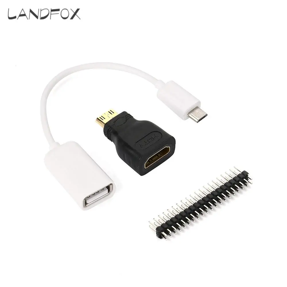 

LANDFOX 2019 Mini-HDMI Male To Male Female Adapter + Micro USB To USB Cable Wire + Male Header GPIO Pins Dropshipping