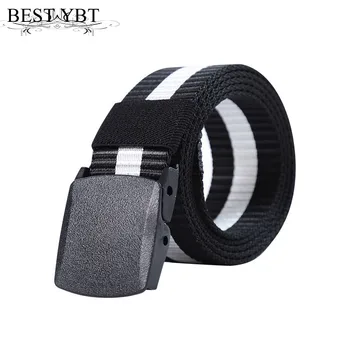 

Best YBT Unisex Canvas Belt Handsome Cool Men's Fashion Practical Tactical Military Plastic steel buckle allergy Waist Belt