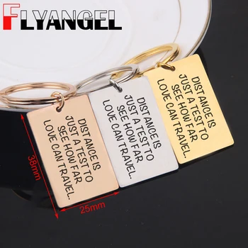 

FLYANGEL New Creative Keychain Distance Lover Keyring Jewelry Gifts Distance Is Just A Test To See How Far Love Can Travel