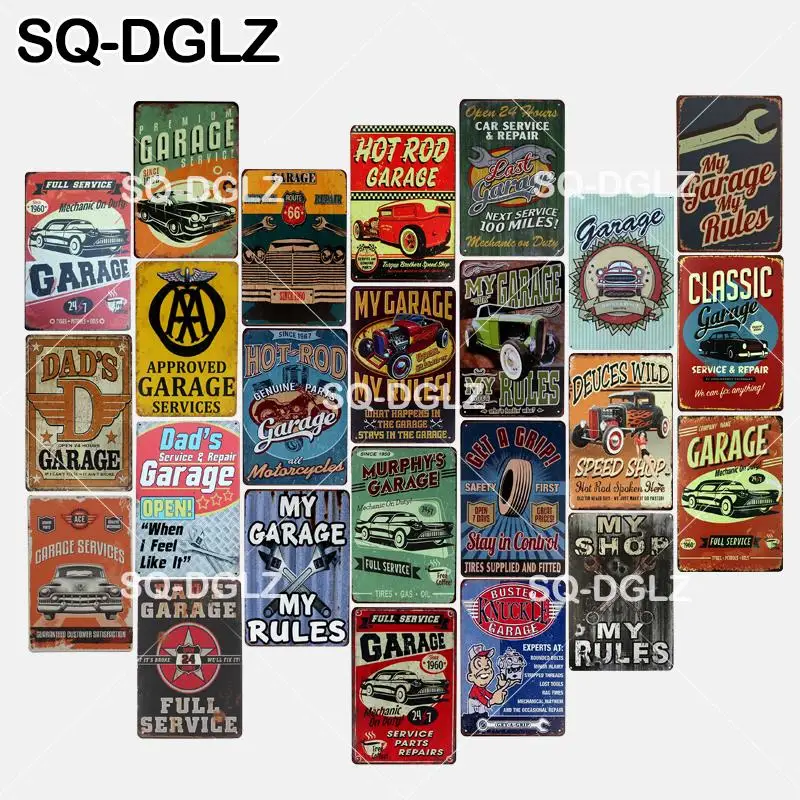 

[SQ-DGLZ] New My Garage My Rules Tin Sign GAS Wall Decor Full Service Metal Crafts Garage Painting Plaques Art Poster