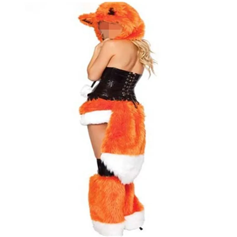 Женские пикантные Хэллоуин костюмы животных для косплея обувь из кожи и меха лисы оранжевая лиса ролевая игра Disfraces маскарад