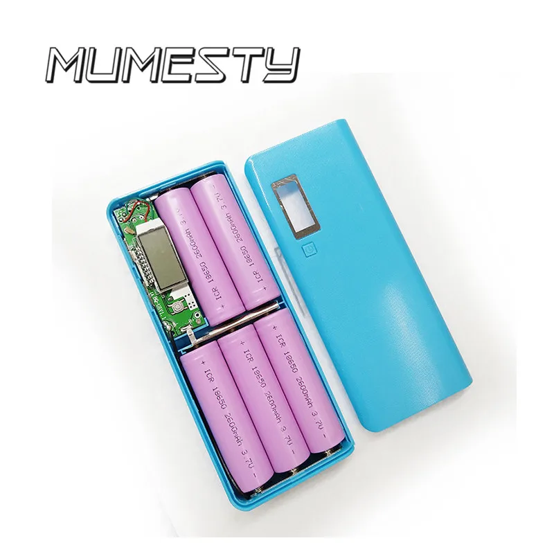 

MUMESTY 10000mAh Portable Battery Power Bank Shell Case 518650 DIY 5V 2A Dual USB LCD Display Rechargeable Power Box Flash
