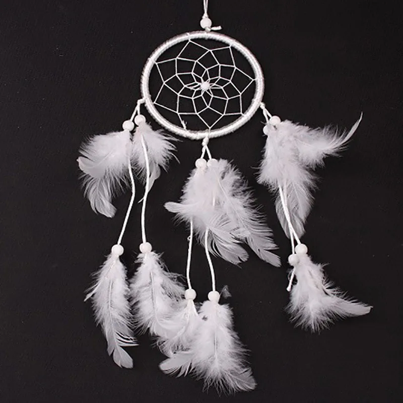 

2019 New Wind Chimes Hanging Handmade Indian Dream Catcher With White Feather Wall Hanging Car Craft Gift Home Decoration