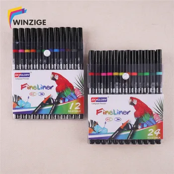 

12Pcs Brush Pens Kit Hand Writing Double Head Brush Pen Watercolor Mark Pen Drawing Painting School Supplies Art Stationary