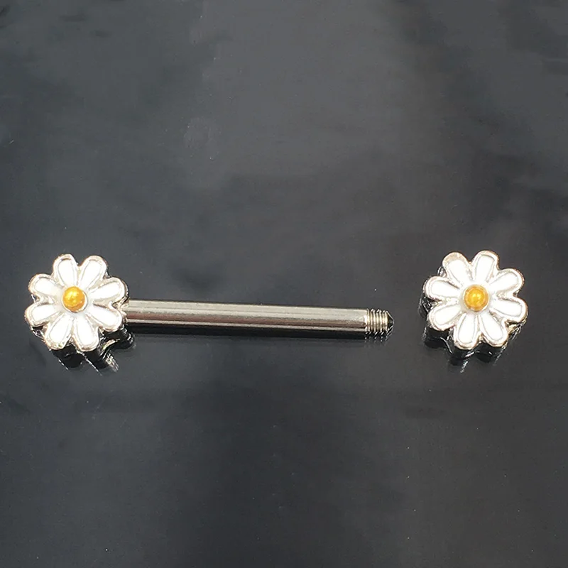 1Pair 14/16G Opal Gem Punk Daisy Nipple Barbell Helix Piercing Sexy Bar Rings Jewelry Creative Punk Body Jewellery Women Gift - Image 3