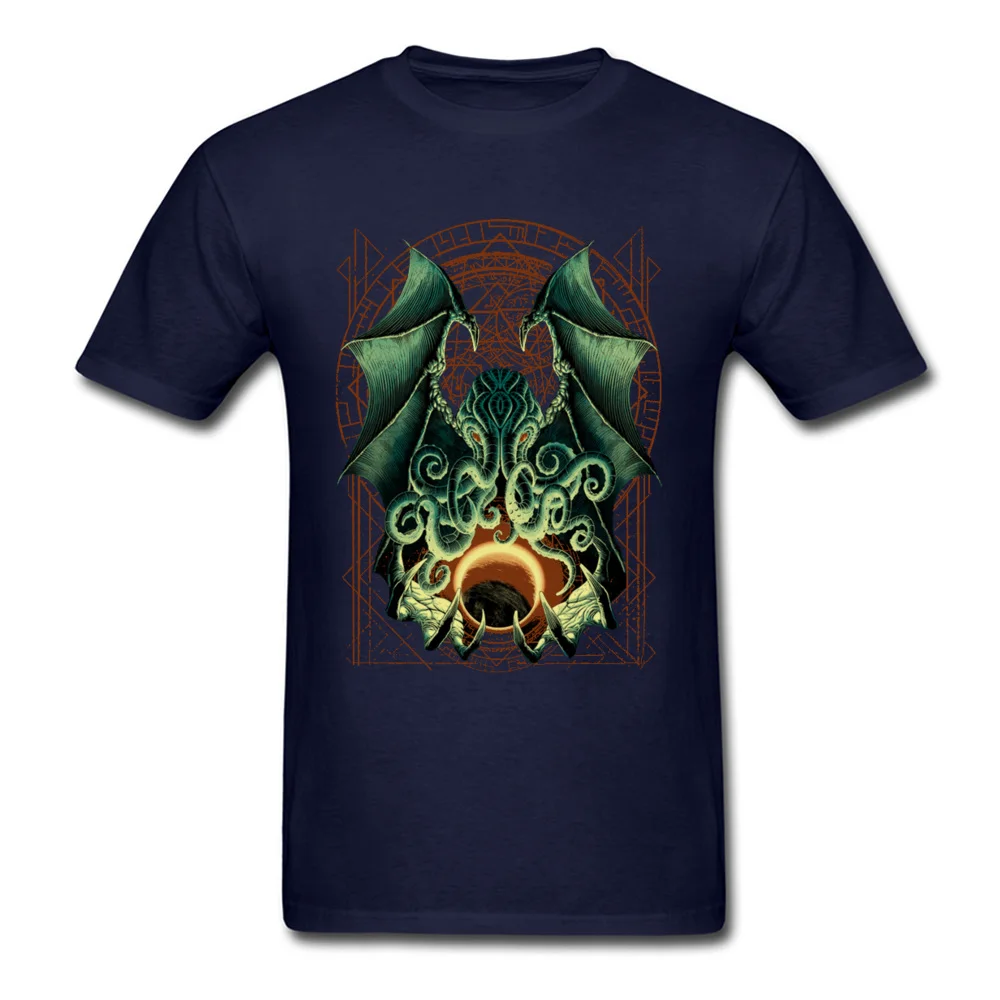 Printed CTHULHU-0601 Printed On Short Sleeve Labor Day Tees 2018 Hot Sale Round Neck Pure Cotton Sweatshirts Men T Shirts CTHULHU-0601 navy