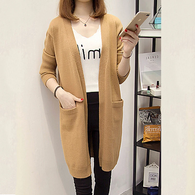 Women Autumn Open Stitch Cardigan 7 Colors Available Knitted High Quality Ladies Outwear Sweater Long Cardigans