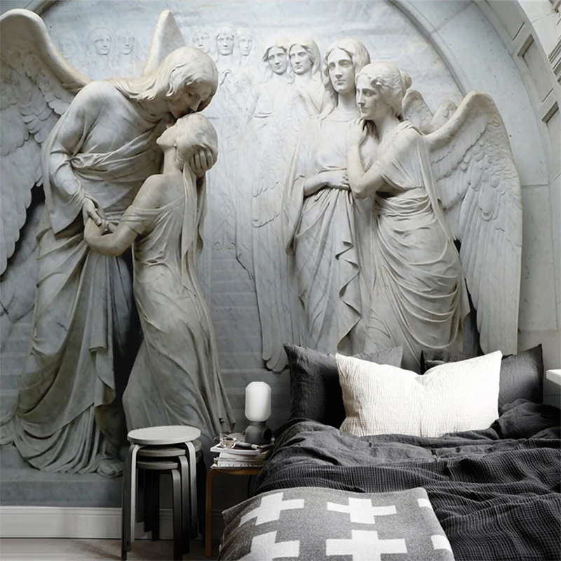 Пользовательские 3D обои фрески классический Европейский ангел 3D тиснением нетканого обои настенная живопись Гостиная Спальня украшения