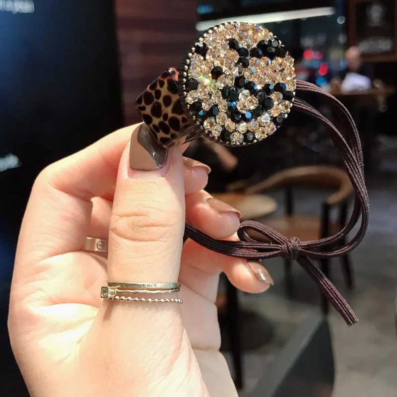 New Korea Rhinestone Hairband Women Elastic Hair Bands Shining Leopard Color Hair Rings Rope Handmade Elastic Hairband New Korea Rhinestone Hairband Women Elastic Hair Bands Shining Leopard Color Hair Rings Rope Handmade Elastic Hairband