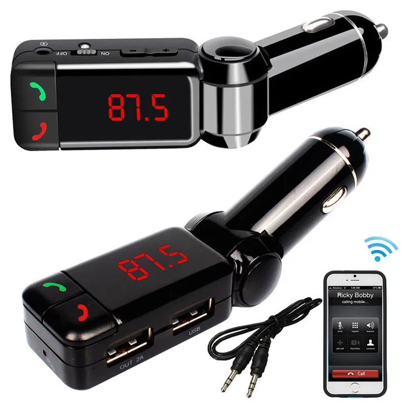 Автомобильный bluetooth-передатчик BC06B lcd MP3 fm-передатчик SD USB зарядное устройство Handsfree MP3-плеер Aux вход для телефонов iOS и Android