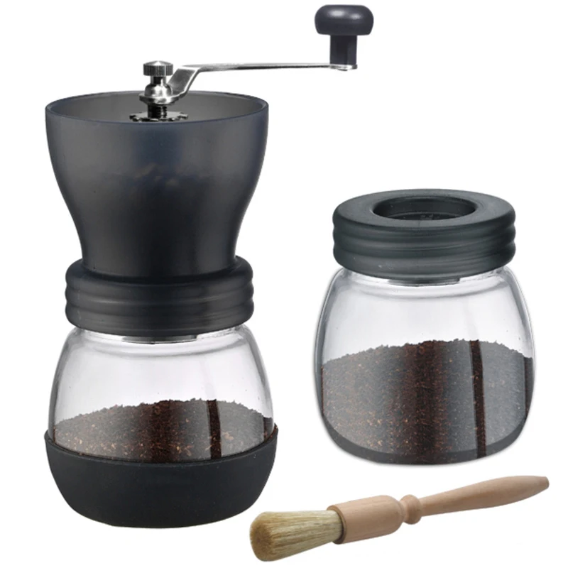 Quality Mini Glass Funnel Grinding Machine Manual Hand Operation Water Wash Home Coffee Bean