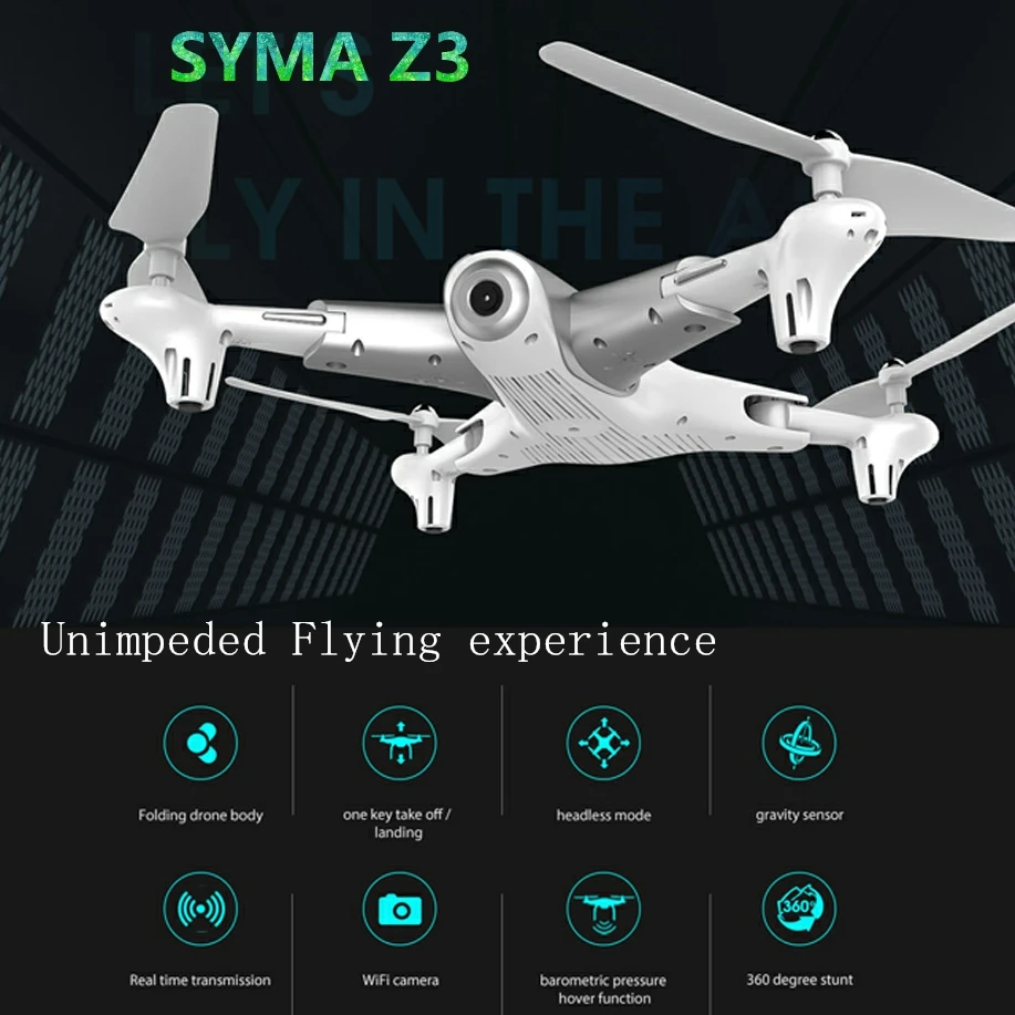

Syma Z3 RC Quadcopter Foldable FPV with HD Wifi Camera Drone Real-time Altitude Hold Optical Positioning Flow drone vs x5c x8pro