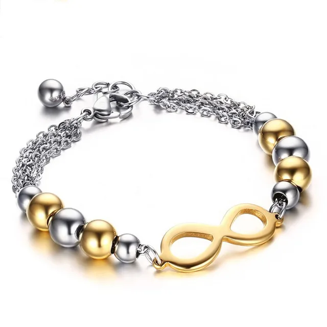 Fashion Silver Gold Ball Bracelet For Women 17 7cm Stainless Steel Fashion Silver Gold Ball Bracelet For Women 17 7cm Stainless Steel With Extended Buckle Bracelets Free