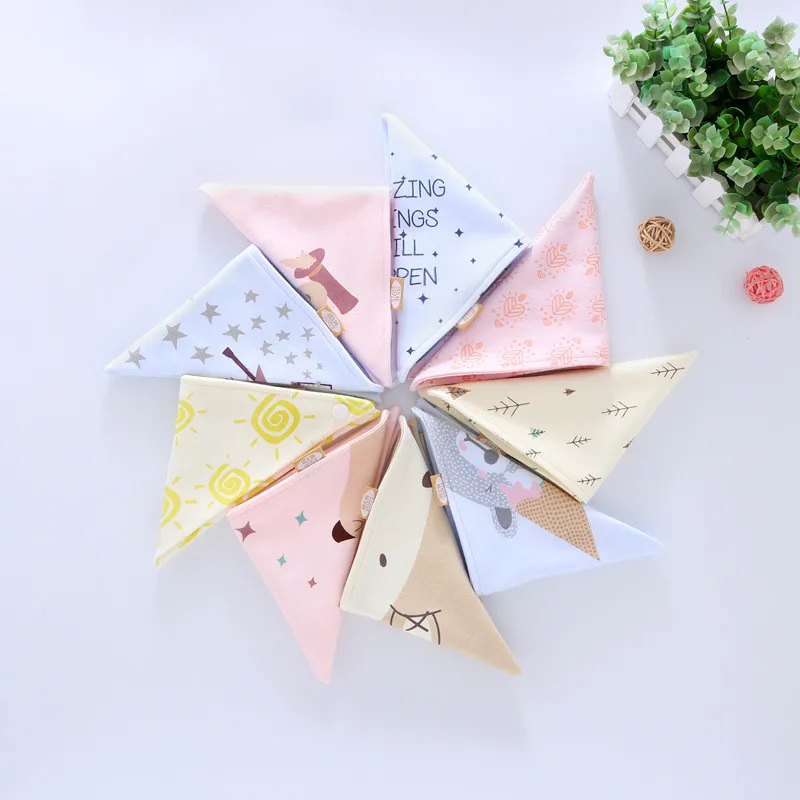 Cotton Bandana Bibs Baby Feeding Smock Infant Burp Cloths Cartoon Saliva Towel Baby Eating Accessory Soft Baby Stuff
