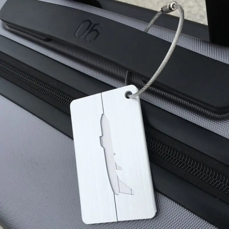 2019 New Brushed Aluminium Luggage Tags Suitcase Label Address ID Baggage Tag Travel