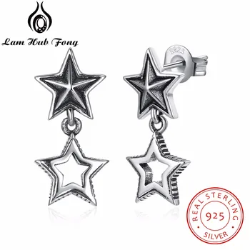 

Promise 100% 925 Sterling Silver Stud Earrings For Women Classic Style Star Shape Anniversary Jewelry Vintage Mother's Gift