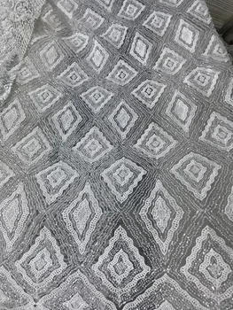 

Nice looking embroidered tulle fabric wholesale african beaded french lace fabric white bridal lace fabric