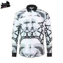 AC& DBZ новая мужская одежда Подиумные модели в китайском стиле с принтом лотоса, мужская рубашка с цветочным принтом, Повседневная Роскошная рубашка с длинным рукавом