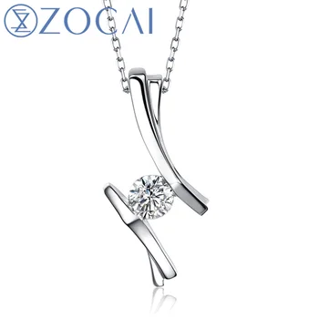 

ZOCAI REAL ME 0.08 CT/0.13 CT CERTIFIED H / SI DIAMOND SOLID 18K WHITE GOLD PENDANT + 925 STERLING SILVER CHAIN NECKLACE D00026