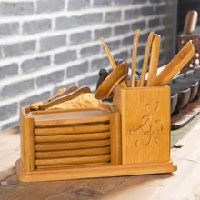 Китайский стиль, керамические бамбуковые чайные аксессуары, винтажные чайные церемонии, инструменты, натуральный бамбук, кунг-фу, чайная ложка, ручной работы, чайный набор E010