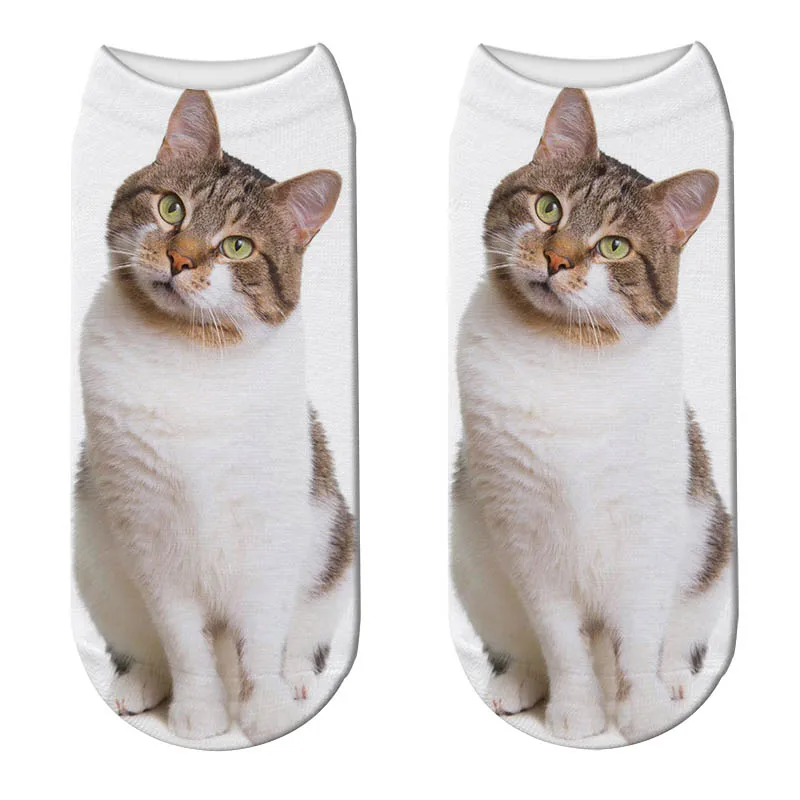 Rubu 3D печатные носки женские весна лето кошка печать короткие носки с милыми животными meias женские забавные голеностопные носки мужские 7S-ZWS19