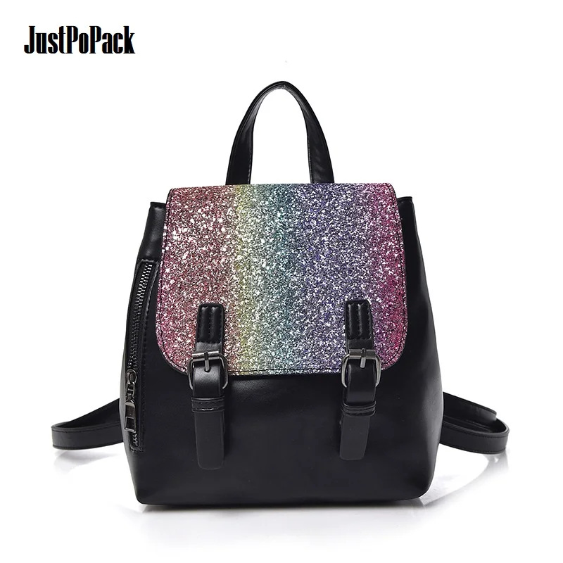 

Shiny sequin PU Waterproof Small Backpack for Women Cute Glitter School Bag Luxury Black Pink Travl Knapsack Brilliant Satchel
