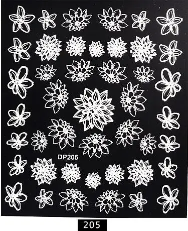 Белые цветы кружева 3D наклейки для ногтей самоклеющиеся DIY маникюр стикеры 3D на ногти Nail Art для ногтей дизайнерские полоски - Цвет: DP205