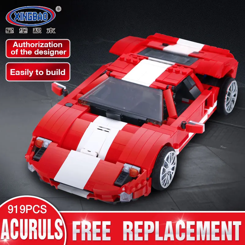 

NEW XINGBAO Technic Creator Red Speed Champions Mustangs Building Blocks Bricks Car Model Kids Toys Gift
