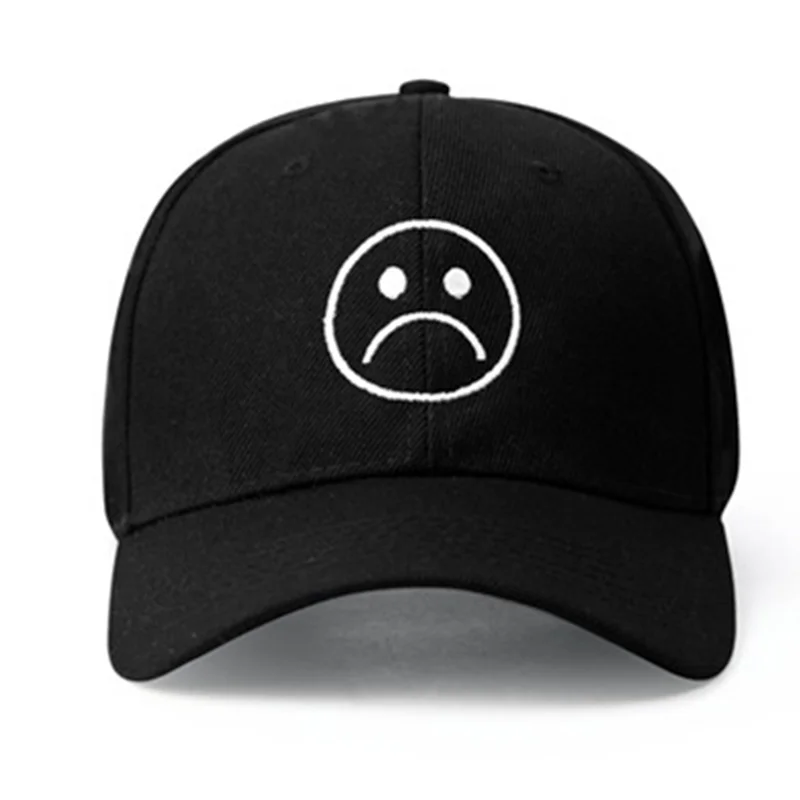

Sad Boys Adjustable Hat crying face Baseball cap Hip hop Headwear Black Harajuku Skateboard Hats Curve Brimmed golf Caps