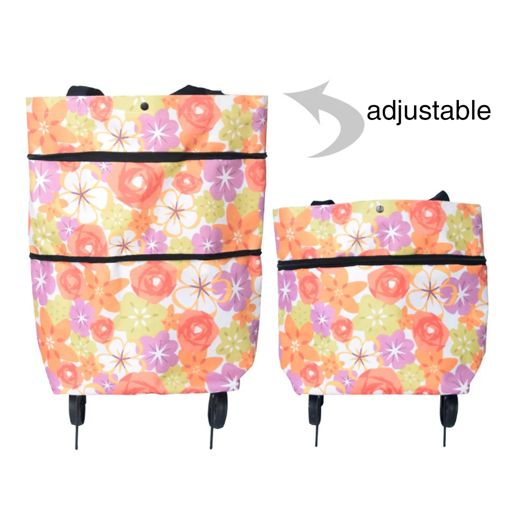 Ткань Оксфорд органайзер для еды складной Модный большой емкости продукты на колесах Сумка-тележка для покупок Экологичная переносная тележка