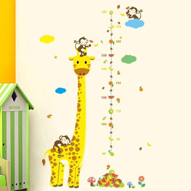 cartoon height measure wall stickers for kids rooms giraffe monkey height chart ruler wall decals nursery home decor cartoon height measure wall stickers for kids rooms giraffe monkey height chart ruler wall decals nursery home decor