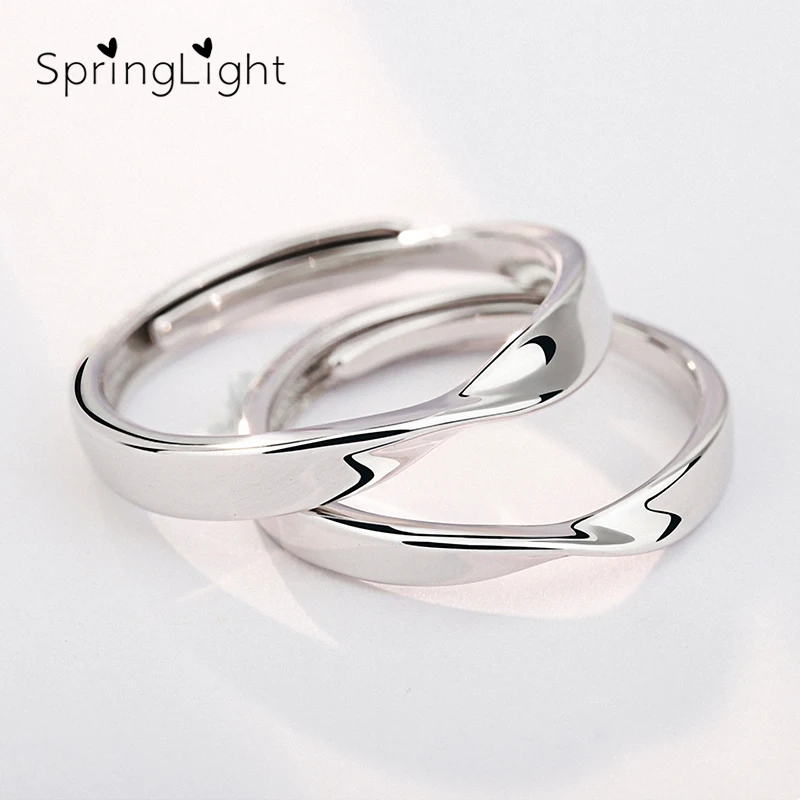 SpringLight Simple Ring Real 925 Sterling Silver Designer Fine Jewelry Endless of Love Couple Rings for Women Accessories | Украшения и