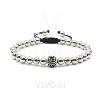 

2019 New Anil Beads Bracelet 1 Drall Ball Clear CZ Beads Braided Boho Bracelet Lace-up Adjustable Bracelet